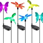 OxyLED Solar Garden Stake Lights 6 Pack Outdoor LED Figurine Lighting Color Changing Waterproof Solar Hummingbird Lights Butterfly Dragonfly for Patio Yard Pathway