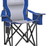 Folding Camping Chair, Heavy Duty Portable Lawn Chairs with Cooler Bag, Side Pocket & Cup Holder, Folding Chairs for Outside Support 450lbs Blue