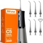 Bitvae Water Dental Flosser for Teeth, Cordless Water Teeth Cleaner Picks, 3 Modes 5 Intensities, IPX7 Waterproof, Rechargeable Water Dental Picks for Cleaning – Black