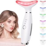 7 Color Galvanic Machines – Red Light Therapy for Face and Neck, Face Massager Tool for Wrinkles, Double Chin, Vibrating Facial Massager with Thermals, White