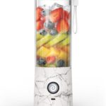 BlendJet Portable Blender for Smoothies & Shakes – 16oz, 3 Speeds, USB-C Rechargeable, Self Cleaning, Mini Travel Blender with Stainless Steel Blade (White Marble)
