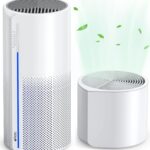 Afloia 2 IN 1 Air Purifier with Humidifier Combo, 3-Stage Filters for Home Allergies Pets Hair Smoker Odors, Evaporative Humidifier, Auto Shut Off, Quiet Air Cleaner with Seven Color Light,White