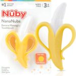 Nuby Nananubs Banana Massaging Teether – Baby Teething Toys 3 Months and Up, Silicone Teether for Sore Gums, Infant Toy, Baby Essentials, Brush, Travel Accessory, Gift for Babies
