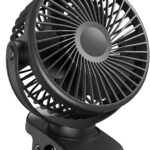 Koonie Portable Clip On Fan, Small USB Fan Battery Operated, 3 Speed Rechargeable Mini Fan With LED Display, 360° Rotate Personal Cooling Desk Fan for Stroller Travel Camping Golf Gym