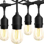 Banord Outdoor String Lights, 48FT Waterproof Patio Lights with 2W Dimmable LED Bulbs, for Outdoor Backyard, Garden, Deck, Porch, Gazebo, Balcony, Camping, Party