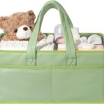 URMYWO Diaper Caddy Organizer – Waterproof Baby Diaper Caddy with Handle,Portable Nursery Organizer Storage Basket for Newborn Essentials, Baby Registry Must Have Shower Gift for Home and Travel, PU