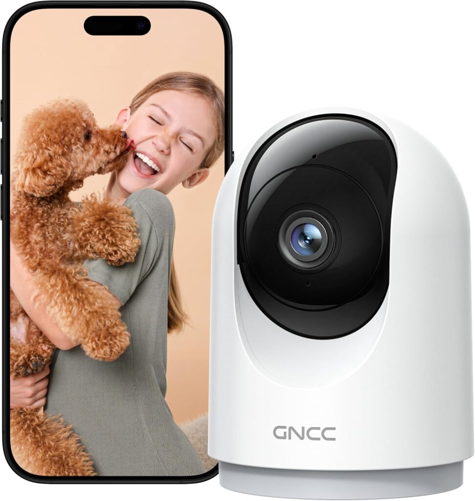 GNCC Indoor Security Camera, 2K Cameras for Home Security with Motion Detection, Baby/Pet Camera with Phone App, Night Vision, 2-Way Audio, Works with Alexa & Google Home, 2.4G WiFi (only)