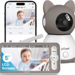 ieGeek Baby Monitor with 2K Camera and Audio – Video Monitor with 5″ Screen – Night Vision, Two-Way Talk, Cry & Motion Detection, Temper& Humidity Sensor, PTZ, Remote Control via Screen and Free APP