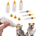 Pet Feeding Bottle and Syringe Set for Puppies and Kittens(3 Bottles,3 Syringes,9 Nipples)
