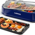 Smokeless Grill, CUSIMAX 1500W Indoor Grill, Electric Grill Griddle with LED Smart Display & Tempered Glass Lid, Portable Korean BBQ Grill, Non-stick Removable Grill & Griddle Plate