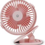 Portable Clip-on Fan, 360 Degree Rotation, Rechargeable Battery Operated, 2,000mAh, Up To 6.5 Hours Work Time, With Timer & Breeze Mode, Non Slip Mat Attached, For Desk, Outdoor, and Strollers,
