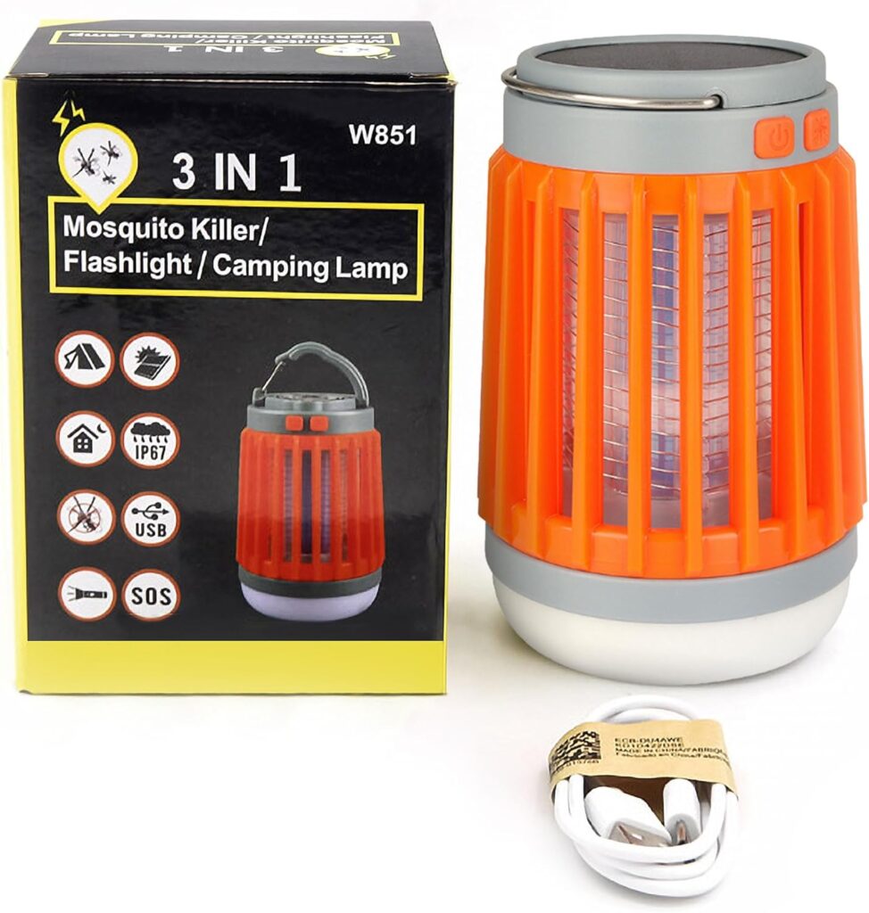Fuzebug Buzz Blast Pro Mosquito Killer Solar Bug Zapper Outdoor Waterproof and Indoor Buzz Blast Pro Bug Zapper Buzzbug Light Flashlight Camping Buzzblast Mosquito Killer LED Light (Orange)