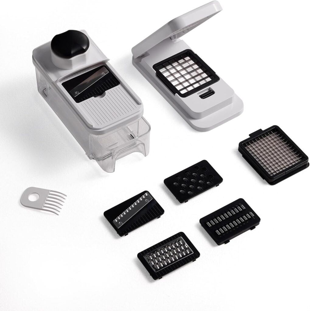 CAROTE Mandoline Slicer Vegetable Chopper with Container, Food Chopper Vegetable Cutter, Cheese Graters, Dicer for Kitchen, BPA-Free Kitchen Gadgets with Safety Holder