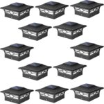 Solar Post Cap Lights Outdoor 12pack, Waterproof Solar Powered Deck Fence Post Lights for 4×4 Wood/Vinyl Posts, Solar Outdoor LED Light with Cool/Warm Lighting Decorate Garden Patio Porch…