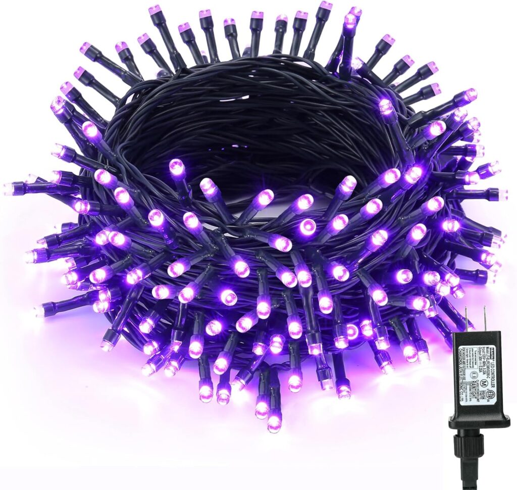 BrizLabs Purple Halloween Lights, 78.74ft 240 LED String Lights with Timer, Plug in Halloween Purple Mini Light Connectable, Outdoor Waterproof Tree Light for Indoor Outside Decor