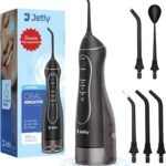 Water Dental Flosser Teeth Pick Cleaner: Travel Cordless Oral Irrigator 300ML Capacity Portable Rechargeable IPX7 Waterproof Electric Flossing Machine for Teeth Cleaning (Black)