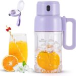 Portable Blender for Smoothies, 34oz Personal Size Mini Small Protein Shake Smoothie Blender, Cordless & BPA Free with Leakproof Lanyard Sip Lid (Purple)