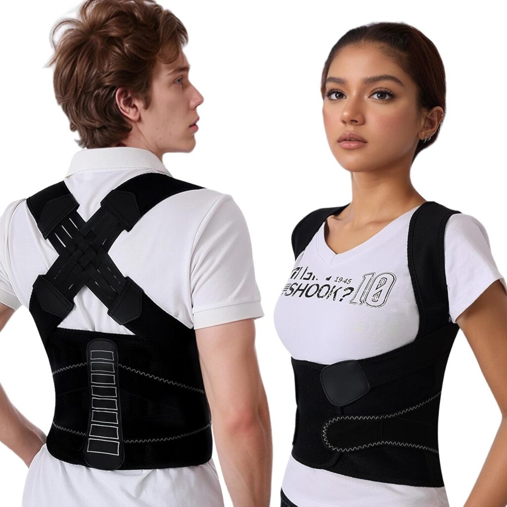 Posture Corrector for Women and Men Back Brace Lower Back Pain Relief Straighter Instant Shoulder Straightener Hunchback Adjustable Lightweight Scoliosis Lumbar Spine Upgraded Straps Black Large