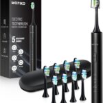 Sonic Electric Toothbrush for Adults – 5 Modes Power Sonic Rechargeable Black Electric Toothbrush with 8 Brush Heads