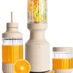 The Beast Mini Blender Plus | Mini Countertop Kitchen Blender | Blend Smoothies and Shakes, Dressings, Sauces, Dips | Extra Vessels, Straw Cap and Straws Included | 600W (Sand)