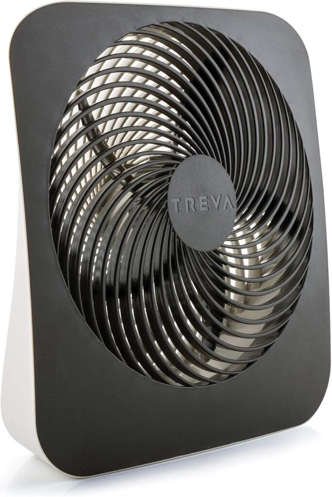 Treva 10-Inch Portable Fan, Powered by Battery and/or AC Adapter – Desk Fan Air Circulating with 2 Cooling Speeds for Personal and Travel Use (Black) (OOS)