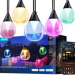 Govee Outdoor Clear Bulb String Lights, 96ft RGBWIC Outdoor Lights with 30 Dimmable Warm White LED Bulbs, 111 Scene Modes for Patio, Backyard, IP67 Waterproof, Works with Alexa, Google & Matter