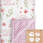 Floral Baby Blankets for Girls – Super Soft Nursery Minky Blanket, Newborn Baby Blanket with Double Layer Dotted Backing, Pink Lightweight Bed Throw Blanket, 30 x 40 Inch