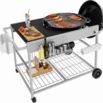 Vongrasig Grill Table for Weber Kettle 18″ & 22″, Outdoor BBQ Grill Cart for Weber Original Kettle,Jumbo Joe,Master-Touch Charcoal Grill, Outdoor Kitchen Island with Storage
