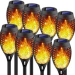 Swingers Solar Lights Outdoor,Solar Torch Lights with Flickering Flame,Waterproof Outdoor Garden Lights for Outside Patio Pathway Yard Decorations(8, Yellow)
