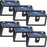 [6 Packs] Solar Motion Sensor Outdoor Lights, Super Bright Solar Lights Outdoor Waterproof, 3 Lighting Modes Security Wall Light for Outside Walking Dog Fence Backyard Deck Garden Door Step Garage