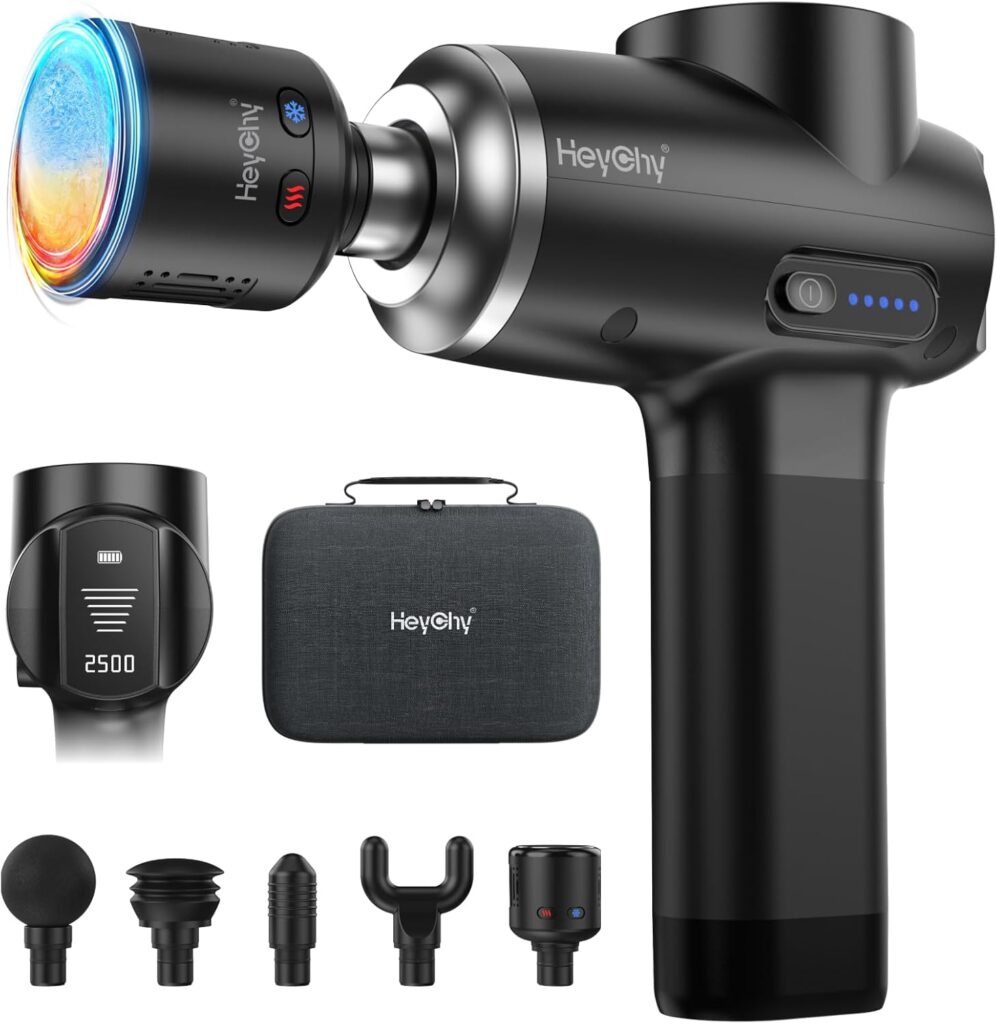 Percussion Massage Gun Deep Tissue with Heat and Cold, Portable Handheld Muscle Massager, Percussion Back Body Masajeador 12mm Amplitude for Athletes, Runner, Gifts for Men Women