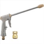 Long Rod Garden Hose Nozzle Heavy Duty metal Brass sprayer 360° Rotaing spray gun, fits 3/4” Garden Hose Thread,for Watering Plants,Lawn and Patio Cleaning,Car Washing,Showering Dogs&Pets