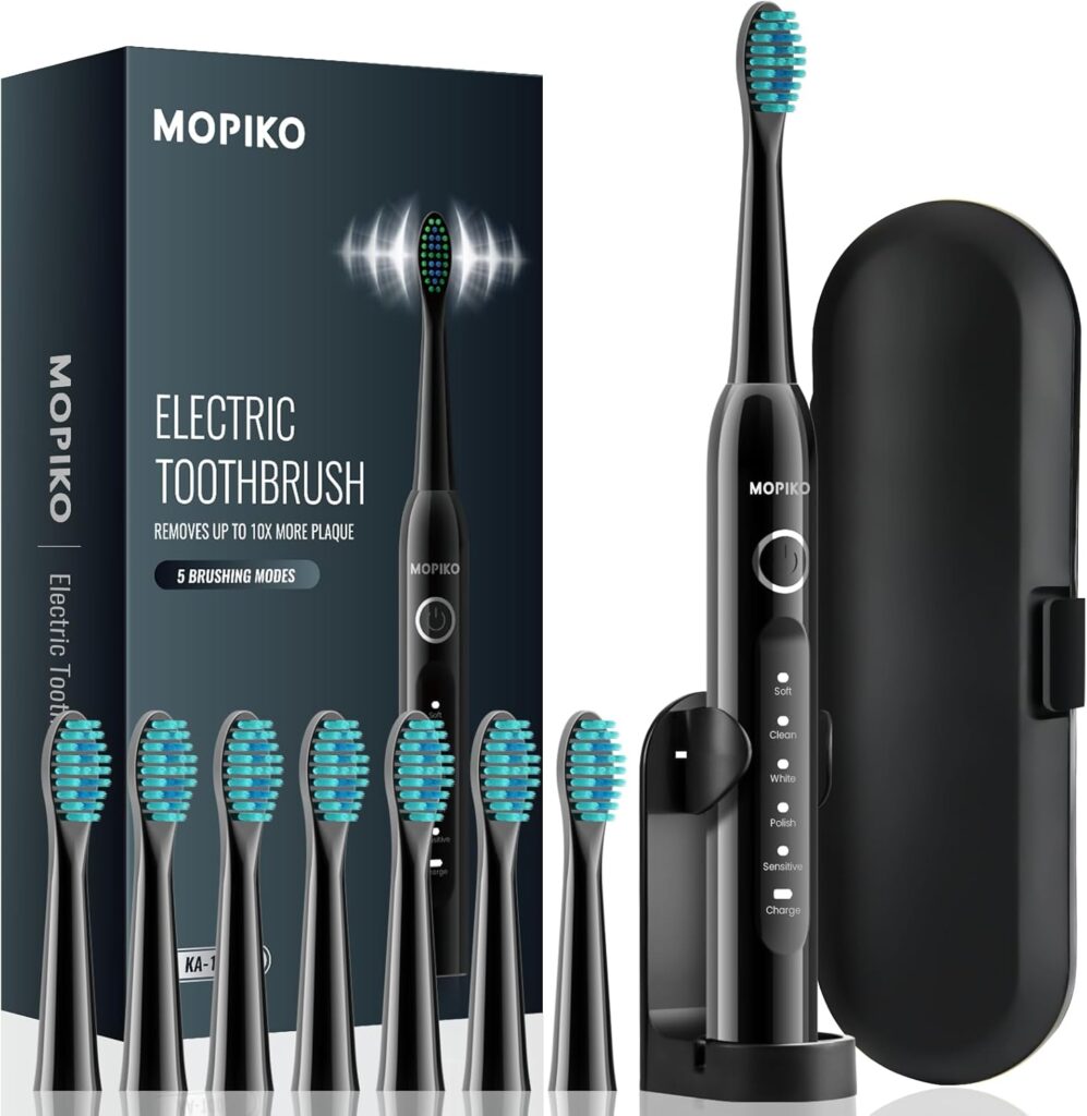 Sonic Electric Toothbrush for Adults, Rechargeable Electric Toothbrushes with Case, Travel Toothbrush Set, Power Toothbrush with Holder, USB C 5 Modes, 2.5 Hours Charge for 120 Days
