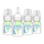 Dr. Brown’s Natural Flow Anti-Colic Options+ Narrow Baby Bottle, 2 oz/60 mL, with Preemie Flow Nipple, 0m+, 4 Pack
