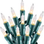 Clear Christmas Lights 200 Count 50 Feet Bulb Mini Lights, Waterproof String Lights, Color Changing Lights for Indoor Xmas Tree Garland Birthday Wedding Decoration, Green Wire