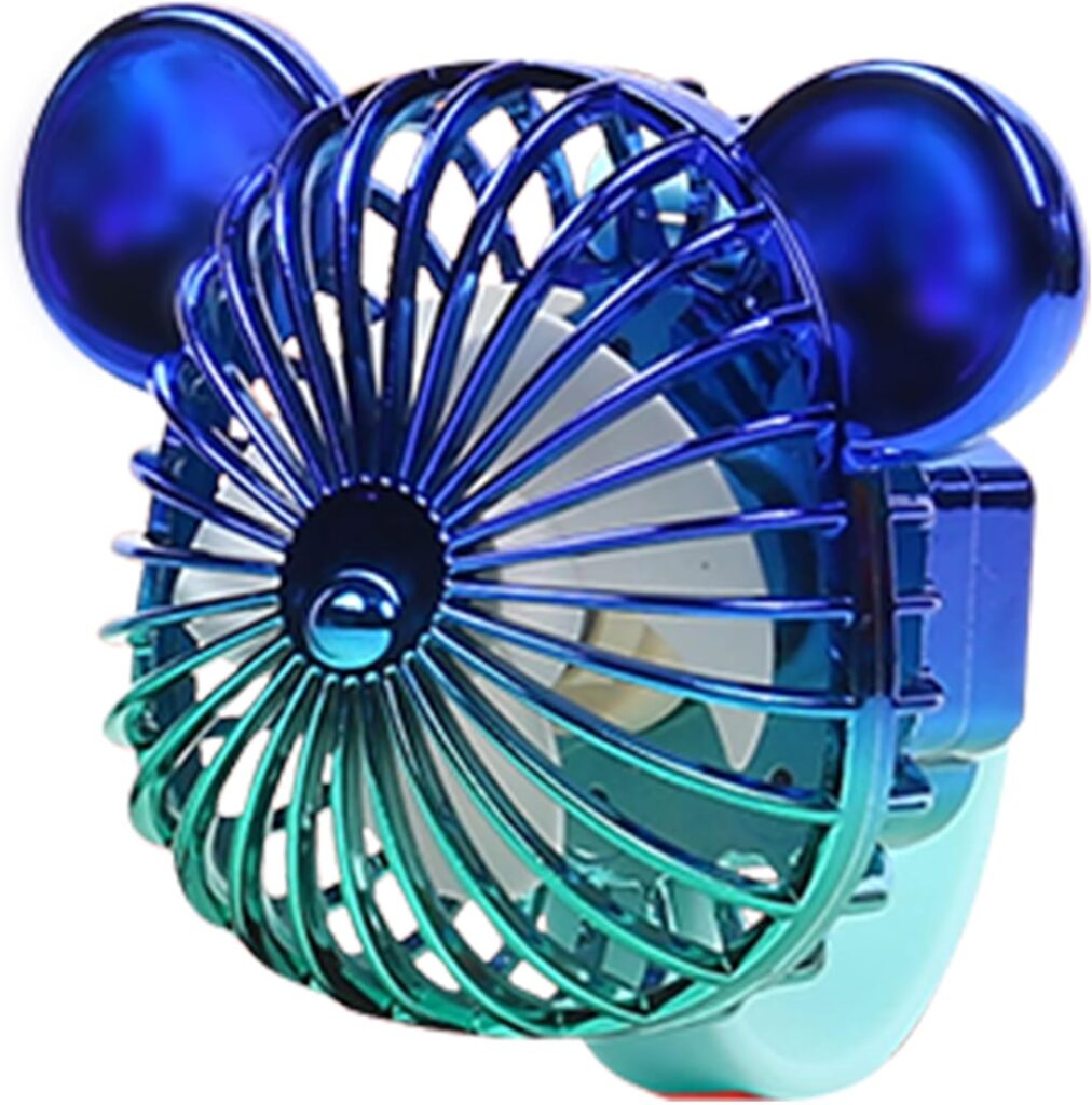 Cute Wrist Fan – USB Charging Three Speed Wind Power Personal Fan with Elastic Strap for Baby Stroller, Crib, Bicycle, Treadmill, Camping (Blue and green)