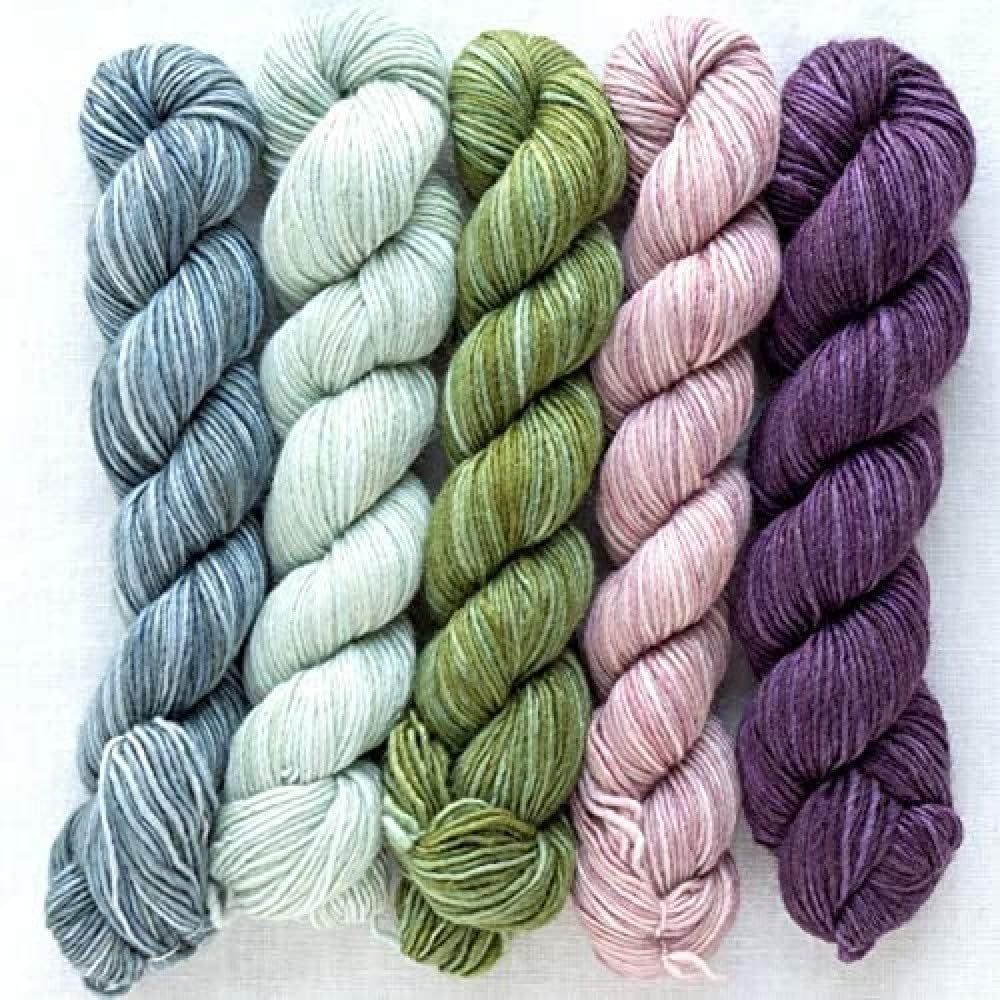 Manos Silk Blend Fino Mini-Skein Sets 11 Lydia, 5 x 20g, Merino Silk Hand Dyed Yarn