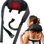 Multifunctional Neck and Shoulder Massager with Heat, Shiatsu Deep Tissue Kneading Massage Pillow for Pain Relief with Straps and Multiple Modes, Portable Full Body Massage for Home, Car, Office Use
