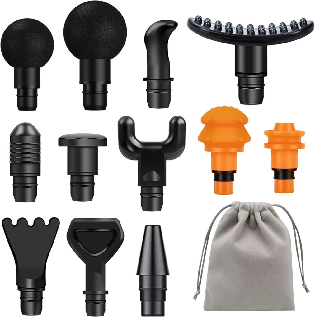 Massage Gun Attachments for Hypervolt Go, 12PCS Replaceable Massager Heads to Meet Different Needs for Deep Tissue Percussion Relief, Upgraded Massage Head Plug-n-Play Accessories Easy to Use