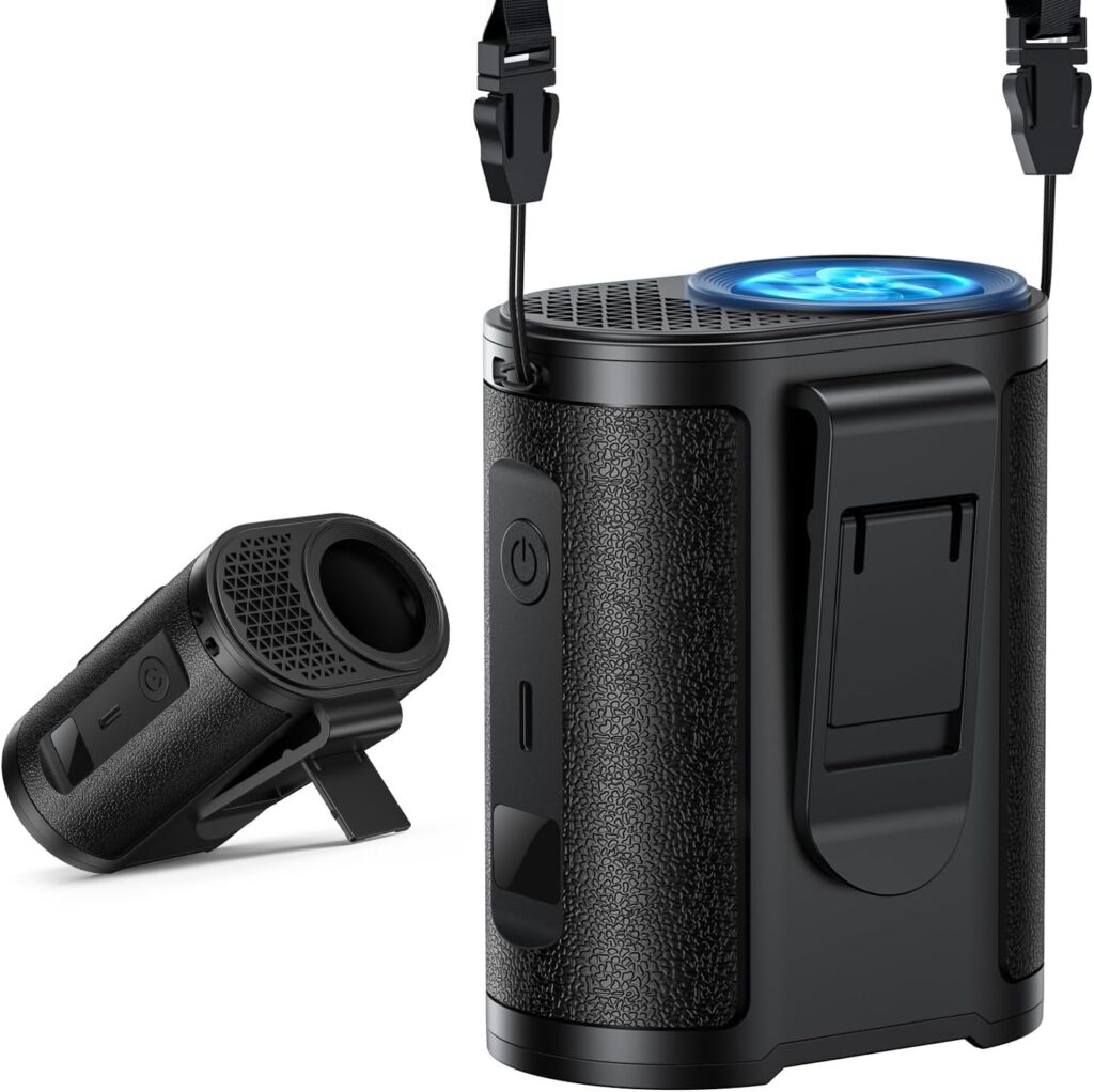 2025 AI Portable Fan Rechargeable Personal Waist Fan 5 Speeds 15000RPM Strong Airflow Dual-Sided Clip on Wearable Belt Personal Neck Fan