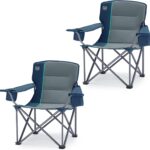 TIMBER RIDGE Oversized Folding Camping Chair Support 550 LBS, Heavy Duty Portable Chairs with Cup Holder Side Pocket for Lawn, Outdoor Picnic, Fishing, 2 Pack(Navy)