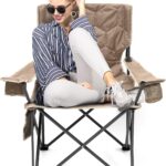 SUNNYFEEL XL Oversized Camping Chair, Folding Camp Chairs for Adults Heavy Duty Big Tall 500 LBS, Padded Portable Quad Arm Lawn Chair with Pocket for Outdoor/Picnic/Beach/Sports