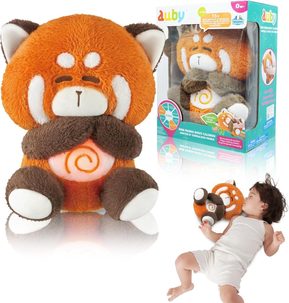 auby Soothe n’ Cuddle Panda Baby Soothing Toy – White Noise Machine & Lullabies, Plush Comfort with Rhythmic Breathing, Removable Sound Box for Easy Wash, Newborn Gift