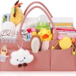 Skycase Large Diaper Caddy Organizer, Baby Organizers and Storage for Newborn Essentials Must Haves, Nursery Storage Basket for Baby Shower Gifts, Baby Registry Search for Boy or Girl – Flesh Pink