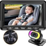 Baby Car Camera HD 1080P – 150° Wide Angle, Night Vision, Adjustable View, LED Lights, Easy Installation, Infant Safety, Rear Seat Monitoring for Car Travel