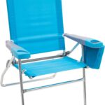 Rio Brands 17″ Extended Height 4-Position Folding Beach, Camping, Lawn Chair, Turquoise