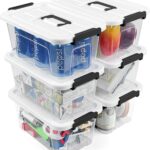 NUMIFUN Plastic Storage Bins With Lids 6 Pack Storage Organizer Bins, 7 Quart Stackable Storage Bins with Lids and Black Handle Buckle Easy for Home Office Organization, White Lids