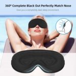 Sleep Mask,3D Contoured Sleeping Mask,99% Light Blocking Eye Mask, Zero Eye Pressure Cup Blindfold for Men Women, with Adjustable Strap for Sleeping, Yoga,Traveling(Black)
