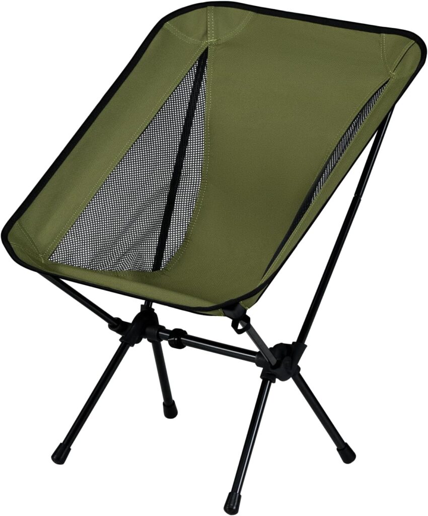 Lightweight Portable Essential Folding Camping Chair,Sturdy with X-Frame,120kg Capacity,Foldable with Carry Bag,Quick Setup for Outdoor,Hiking,Beach,Backpacking and Lawn(Avocado Green)