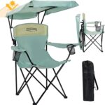 YOUNG WOOD Portable Camping Chair Beach Chair with Shade Canopy, Fold Lightweight Oversized for All, Easy to Open and Close Without Installation, Side Pocket Design for All Outdoor Activities,Blue